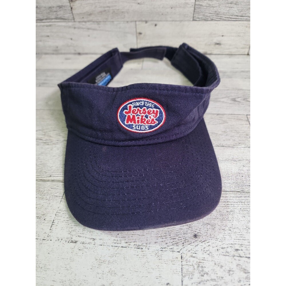 Jersey Mike's Subs Navy Blue Uniserv Employee Adjustable Sun Visor Cap Hat
